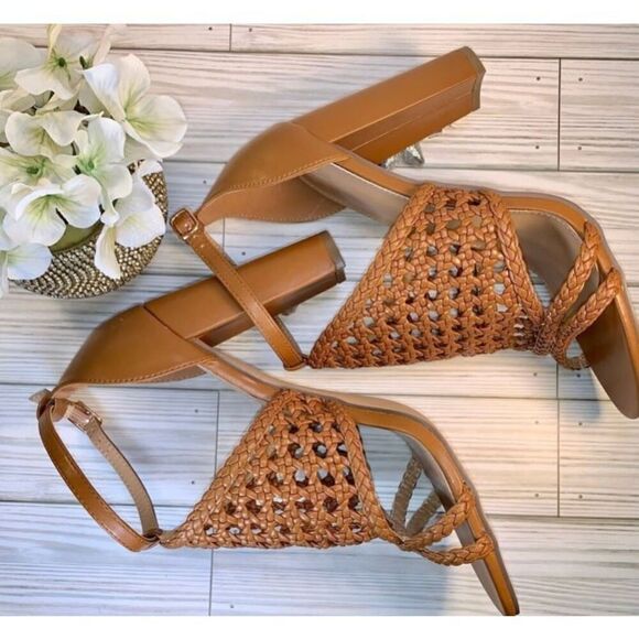 JustFab Lorelai Caged Camel Womens Sandal Heels Size :10 - Picture 3 of 12